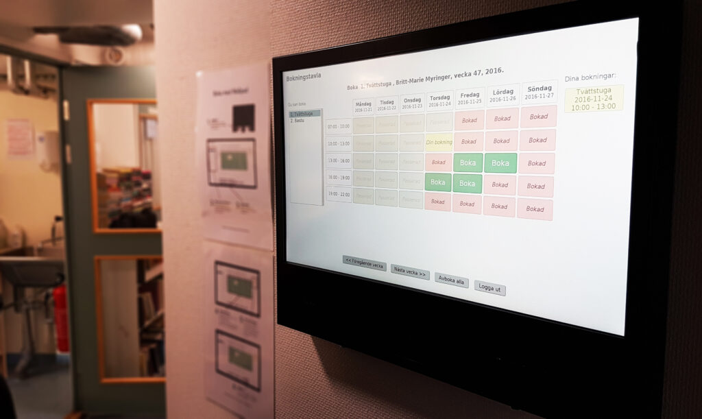 Wallpad för bokning hos Brf Soltunet
