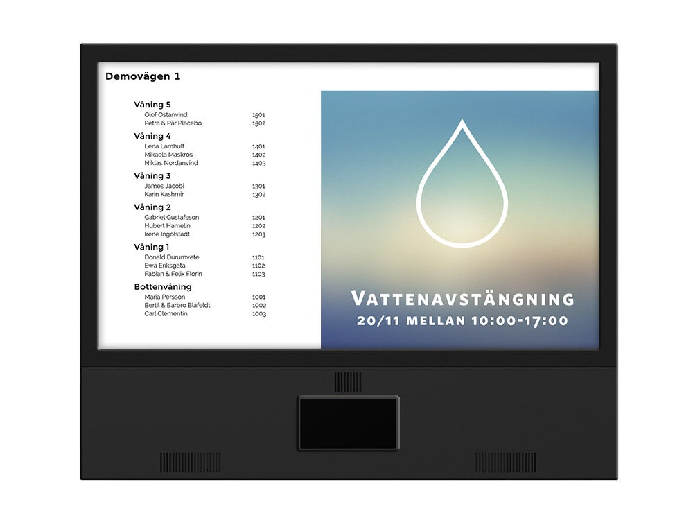 Digitalt våningsregister Wallpad med läsare R20 (24" skärm)